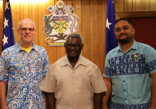 SPBD Microfinance founder, Gregory F Casagrande, meets with the Prime Minister of the Solomon Islands, Hon Manasseh Sogavare.